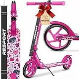 RE:SPORT® Cityroller für Kinder & Erwachsene mit Klingel & Tragegurt | Tretroller Scooter höhenverstellbar & klappbar bis 100 kg | Kinderroller Kickscooter rutschfestes Deck | Kickroller große Räder