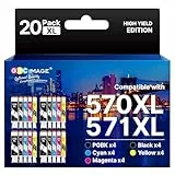 GPC IMAGE 570XL 571XL Patronen Kompatible für Canon TS5050 Druckerpatronen für Canon 571 570 XL PGI-570 CLI-571 Pixma TS5050 MG5750 TS5055 MG6852 MG5753 TS6050 TS5053 MG5752 MG5751 (20er-Pack)