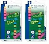Staedtler Wandtafelkreide, hervorragende Farbabgabe, staubfrei, leicht abwischbar, Kartonetui mit 12 farblich sortierten Tafelkreiden, 2360 (Packung mit 2)