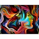 MISITU Klassische Puzzle 1000 Teile für Erwachsene Kunst Puzzles 1000 für Kinder ab 14 Jahren, Abstrakte Kunstgesichter