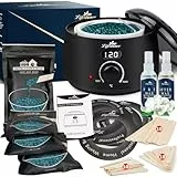 Lifestance Waxing Set Professionell, Wachswärmer Wachs Haarentfernung mit 400g Wax, 20 Wachsstäbchen, 10 Augenbrauen Stäbchen, ein Vor- und Nachbehandlungslosion, 5 Papierringe