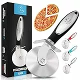 Zulay Kitchen Pizzaschneider aus Edelstahl – Pizzarad Ø 7,6 cm, scharfe Klinge, Pizzaroller rutschfester ergonomischer Griff mit Fingerschutz, spülmaschinengeeignet, Pizza Cutter mit Aufhängeloch