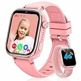 Sanorum 2025 Neue Smartwatch Kinder, 4G Kinder Smartwatch mit GPS und Telefon, SOS, Videoanrufen, Nachrichten, Schulmodus, Wecker, Kamera, Schrittzähler, IP68 Wasserdicht Kinderuhr Mädchen Jungen Rosa