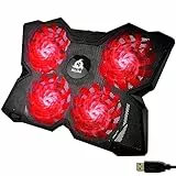 KLIM Wind Laptop Kühler - Mehr als 500 000 verkaufte Einheiten - NEU - Cooling Pad - USB Powered - Stabil und leise - 4 Lüfter - Laptop Cooler Für PC, Mac, Xbox One, PS4-15-17 Zoll - Rot