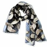 YFZYT Organza-Schal für Damen mit Feder Stickerei Muster/Elegantes Accessoire für Frauen/Organza-Schal/Halstuch/Schulter-Tuch/Schal Chiffon Stola Scarves - Beige Blätter