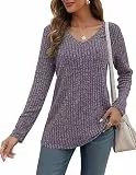 AUSELILY Pullover Damen V-Ausschnitt Sweatshirts Leichte Strickpullover Langarm Oberteile Langarmshirt Lässige Tops Damen