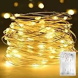 Peasur Lichterkette Batterie 2 Programm mit Timer, 3M 30 LED Lichterkettenbatterie Warmweiß, Micro Klein Draht Lichterketten Batterien Innen für Weihnachten Party Hochzeit Geschenke Deko