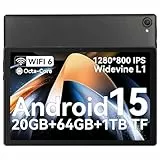 Whitedeer Tablet 10 Zoll Android 14 Octa-Core Prozessor, Face ID, OTG, 8GB+64GB+1TB Erweiterung, 1280 * 800 IPS, Geteilter Schirm, WiFi 6, BT5.3, Doppelkamera 5MP+8MP, 5000mAh, Widevine L1(Schwarz)
