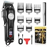 CIICII Haarschneidemaschine Profi, Haarschneider Herren Haartrimmer Bartschneider Set (13Pcs USB Schnurlos LCD Anzeige Wiederaufladbar Akku Haarscherer Pflegeset) für DIY Hause Friseur (Schwarz)