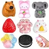 Taba Squishy Fidget Toys, 8 Stück Squishy Anti Stress Spielzeug für Kinder Erwachsene, Cat Paw Squishies Squeeze Toy, Oreo Capybara Squishy Toys für ADHD Autismus, Büro Schule Reisen