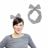 Oblique-Unique® Haarband Stirnband Bunny Ohren Punkt Streifen Band Haarhalter für Damen und Mädchen - Farbe wählbar - (Schwarz Weiß)