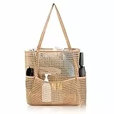Tibroni Strandtasche xxl mit Reißverschluss Shopper Damen Groß Mesh Badetasche Familie Faltbar Beach Tote Bag Shopper Netztasche Schwimmtasche