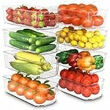 KICHLY Hochwertiger Kühlschrank Organizer set für Schubladen – Set mit 8 Stapelbar Aufbewahrung Kühlschrank für Gemüsefach, küchen schrank, Regalen, Kosmetika, Büromaterial, Werkzeugen – BPA-frei