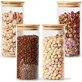 Versiegelte Gläser, 4 Stück rund 1250ml, Lebensmittelbehälter-Set mit Deckel, feuchtigkeitsbeständig, lebensmittelechte Gläser