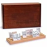 Yellow Mountain Imports 91 Steine Doppel 12er Domino (Augen/Pips) Spiel-Set mit Holzkiste und 4 Ablagen