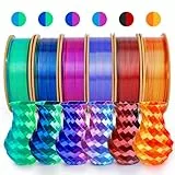 dikale Silk PLA+ 3D-Druck Filament Zweifarbig 6er Pack - 1.75mm, 250g x 6 Spulen Bundle, Gold&Rot, Schwarz&Rot, Rosenrot&Himmelblau, Rosenrot&Dunkelblau, Dunkelblau&Grün, Himmelblau&Grün