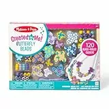 Melissa & Doug - Holzperlen-Set Schmetterlinge, 120 Perlen, Für das Designen von Armbändern und Schmuck, Für Kinder ab 4 Jahren