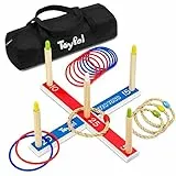 Ringwurfspiel Kinder Outdoor - Toyfel Wurfspiel Indoor Ringe werfen Garten Spiele FSC® Holz Wurfspiele für draußen Outdoorspiele Kinder - Kinderspiele Mitty Toss