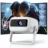 【360° Drehbarem】 VISULAPEX S3Lite 15000LM Projektor Beamer Keystone Elektrisch 1080P Unterstützt Bidirektionalen Bluetooth, 50% Zoom, Ideal für Heimkino Beamer Kompatibel mit Handy PC