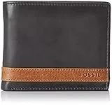 Fossil Brieftasche für Herren Quinn, 100% Leder Bifold schwarz 11,4 cm L x 2,5 cm B x 9,5 cm H ML3653001