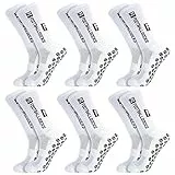 Apricitie 6 Paare Fußball Socken, Sportsocken 35-39 Anti Rutsch Grip Fussball Socken Rutschfeste Fußballsocken für Herren Damen Fussball Basketball Laufen Radfahren, Weiß