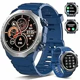 Militär Smartwatch Herren Damen, Smart Watch mitTelefonfunktion 1,39' Touchscreen, Herzfrequenzmonitor Schlafmonitor IP68 Wasserdicht Sportuhr, 110+ Sportmodi Fitnessuhr für iOS Android, Blau