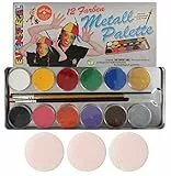 Eulenspiegel 212004 - Profi-Aqua Schminke, 12 Farben, 2 Profi-Pinsel, Metall-Palette