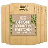 Moritz & Moritz Frühstücksbrettchen Bambus - 6er Schneidebrett Holz Set, natürlich antibakteriell, robust & messerschonend - Vielseitig als Holzbrett Küche, Brotzeitbrett, Servierbrett & cutting board