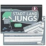 KARTENVERSAND24 Stadt Land Fluss Jungs Geschenk-Idee für Jungen ab 9 10 12 Jahren Geschenke Junior Spiel-Block Geburtstagsgeschenk Edition Wichtelgeschenk Kinder