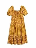 Koton Women Puff Sleeve Ethnic Patterned Viscose Midi Dress