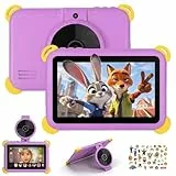 Laptok Kinder Tablet 7 Zoll Android 15, 20GB RAM 64GB ROM (1TB Erweiterbar), Penta-Core, WiFi 6, BT5.4, Widevine L1, KI Kamera&Lernfunktionen, Elternkontrolle, Kids Tablet mit Eva Hülle & OTG, Lila