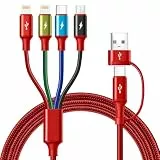 Minlu Multi USB Kabel, Multi Ladekabel 6 in 1, Universal Ladekabel mit Datenübertragung [3.5A 1.8M] Ladekabels USB C Schnellladekabel mit Micro/Typ C/Lightning für iPhone,Android,Galaxy,Tablet