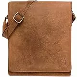 LEABAGS Leder Messenger Bag, London Vintage Herren Umhängetaschen, Echtleder Aktentasche Laptoptasche bis 13 Zoll, Umhängetasche mit Schultergurt Arbeitstasche Herren Lehrertasche