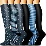 GEYIWSSXY 6 Paar Kompressionsstrümpfe für Herren Damen Bunte Stützstrümpfe für Sport Laufen Reisen Radsport Kniestrümpfe