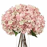 Arborus 6er-Set Blumen Hortensien Künstlich Kunstblumenstrauß Rosa Hortensien Blumen Künstlich wie Echt Kunstzweige für Vase Kunstpflanzen Fensterbank Sideboard Kommode Balkon Dekor Home Innen Dekor