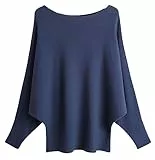 FULIER Boot-Ausschnitt Batwing Ärmel Dolman Lose gestrickte Pullover und Pullis Pullover Tops für Frauen