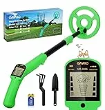 OMMO Metalldetektor für Kinder, Hochpräziser Metallsuchgerät mit LCD-Display, Leichter Metalldetektor Set mit Verstellbarem Stiel, 6 '' Suchspule, Gold Detektor mit Schaufel Rechen, Grün