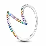 QIKAOLA Silber Ringe für Frauen 925 Sterling Silber Ringe Erklärung Ringe stapelbar Ringe für Jugendliche Mädchen Eternity Band Ringe