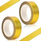 Mozeat Lens 2 Rollen Goldfolie Washi Tape 15mm x 10m Gold Klebeband Fliesennahtband Selbstklebend Craft dekorative Klebeband für Scrapbook Geschenkverpackung Fliesennahtabdeckung