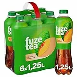 Fuze Tea Schwarzer Tee Pfirsich - außergewöhnliche Fusion aus Schwarztee und fruchtigem Pfirsich-Geschmack - Tee aus nachhaltigem Anbau - Einweg Flaschen (6 x 1250 ml)