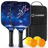 Sukeen Pickleball Paddles Set, 2PCS Sternenhimmel-Design Fiberglas Pickleball Schläger, hohe Sprungleistung, Innen- und Außen-Pickleball Racket mit Tragbare Handtasche