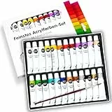 perfect ideaz - Acrylfarben Set - 24 x 12 ml inkl. Pinsel - Kreatives Farbspektakel - ungiftig – inspirierendes Malen für Kinder & Erwachsene - Professionelle Qualität