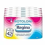 Regina Toilettenpapierrollen, 42 Maxi-Rollen, 500 Blatt, 2-lagig, optimale Länge, Packung zu 50% aus recyceltem Kunststoff, 100% FSC-zertifiziertes Papier