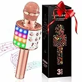 GeschenPark Karaoke Mikrofon Kinder mit LED Licht, Tragbare Drahtloses Bluetooth Mikrofon Lautsprecher, Heim KTV Karaoke Gerät, Weihnachten Geschenke Spielzeug für Kinder, Mädchen und Erwachsene