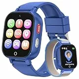 PTHTECHUS 4G Smartwatch Kinder mit Videoanruf, GPS, SOS, Voice Chat, IP68 Wasserdicht, Schulmodus, Schrittzähler, Wecker, Lernspiele, Kinderuhr Geschenk für Jungen und Mädchen 4-12 Jahren (Navy)