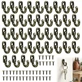 GuBaoZhuo SchlüSselhaken, 40 StüCk Garderobenhaken Vintage Kleine Garderobenhaken Zum Schrauben, Vintage Bronze Metall Mini Eisen-Haken FüR TüR, KüChe, Flur, BüRo