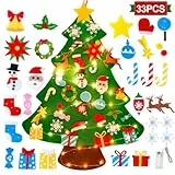 DIY Filz Weihnachtsbaum Kinder, Basteln Weihnachten Kinder, Filz Tannenbaum Kinder, Christbaum Mit 34 Weihnachtsbaum Schmuck Anhänger, Weihnachtsdeko Kinder Wand, Christmas Tree, Weihnachtsbaum Deko