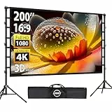 LEORFI 200 Zoll (16ft) Beamer Leinwand mit Ständer: Tragbare Großleinwand für Outdoor Kino - Front/Rear Projektionsleinwand Indoor 16:9 4K HD - Faltenfrei & Tragetasche für Gartenkino