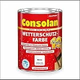 Consolan Wetterschutzfarbe, Deckender Holzschutz für Außen, Weiß, 5L