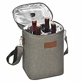 Kato Tirrinia Isolierte Weinkühltasche, 4 Flaschen Kühltasche Weintasche Getraenketaschen mit Griff und Verstellbarem Schultergurt, Geschenk für Weinliebhaber für Picknick Party Strand